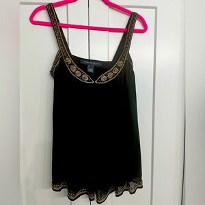 French Connection beaded chiffon top in black